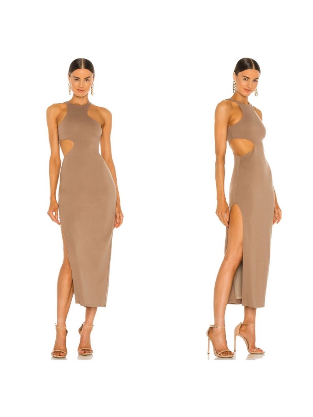 Michael Costello x REVOLVE Rylan Midi Dress in Taupe Size Medium